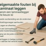 Infographic over 7 veelgemaakte fouten bij zelf laminaat leggen met tips voor voorbereiding en afwerking