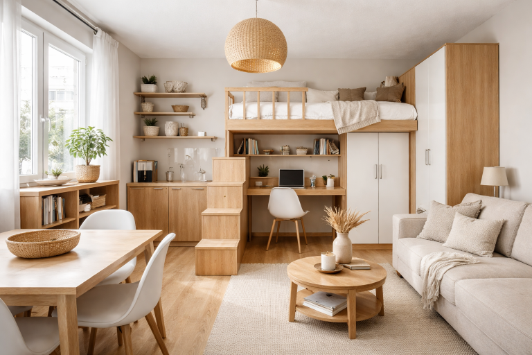 Klein appartement inrichten met slim gebruik van zones, multifunctionele meubels en opberging voor een praktische en rustige